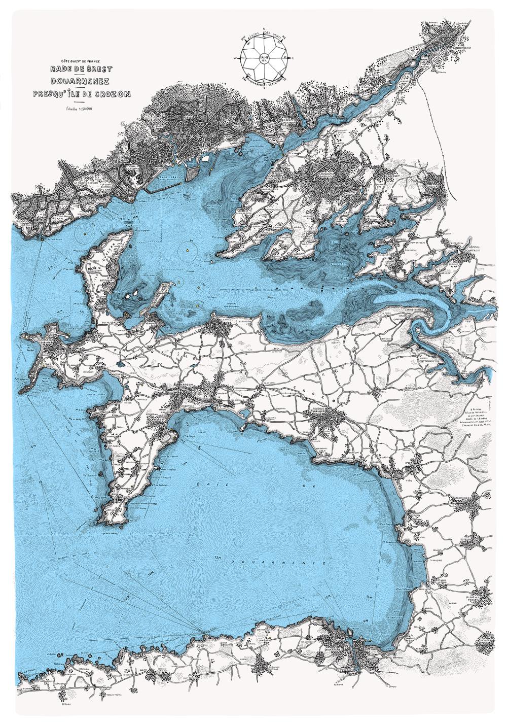 Carte marine de la rade de Brest