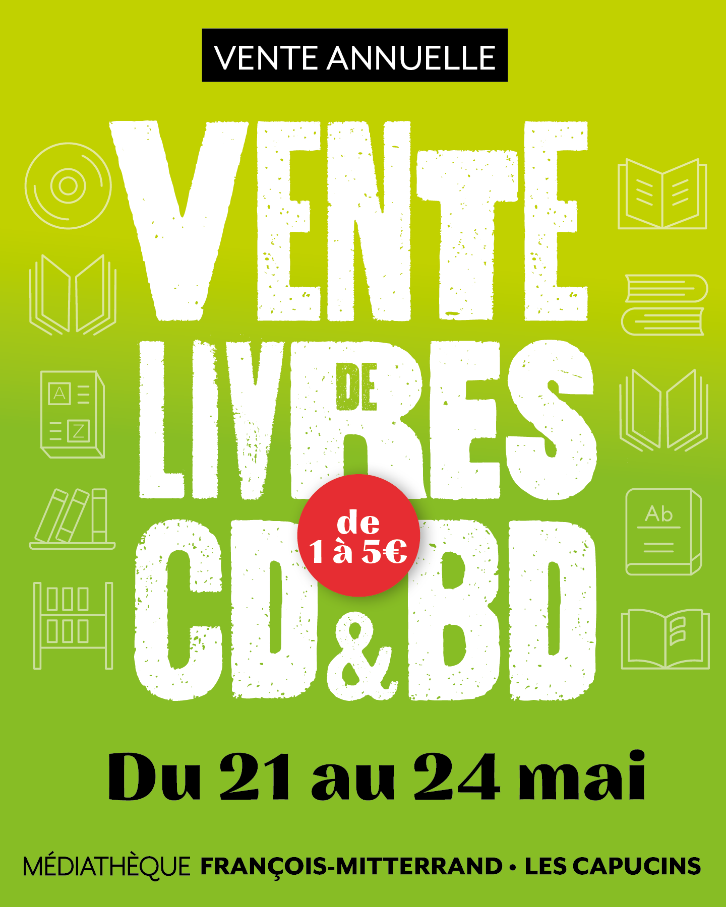 Affiche Vente de livres, BD et CD