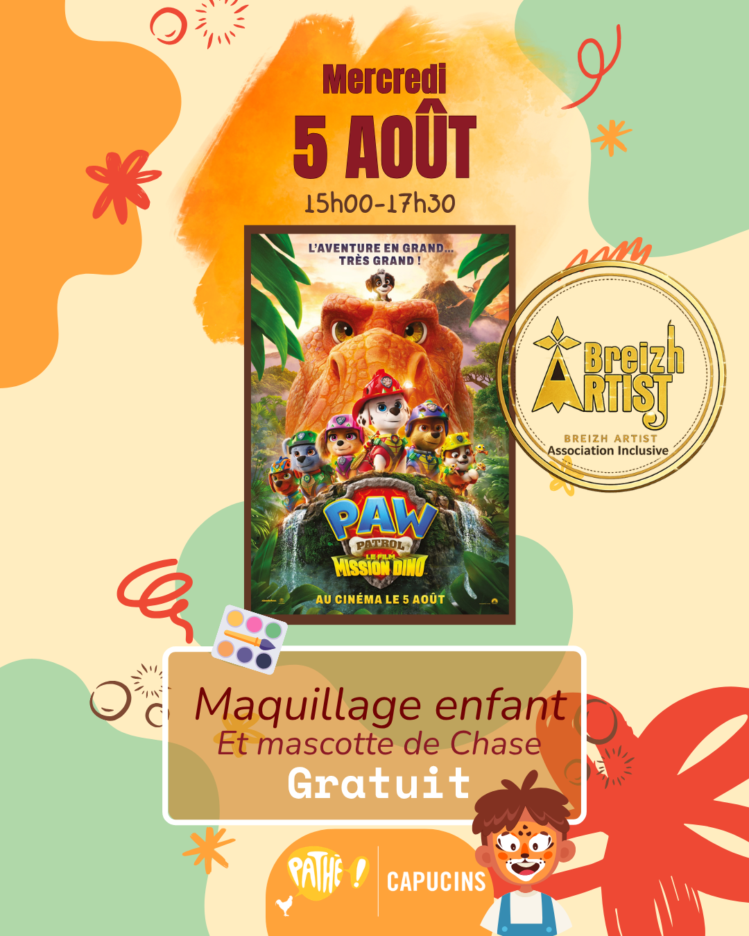 Maquillage pour enfant et mascotte Chase