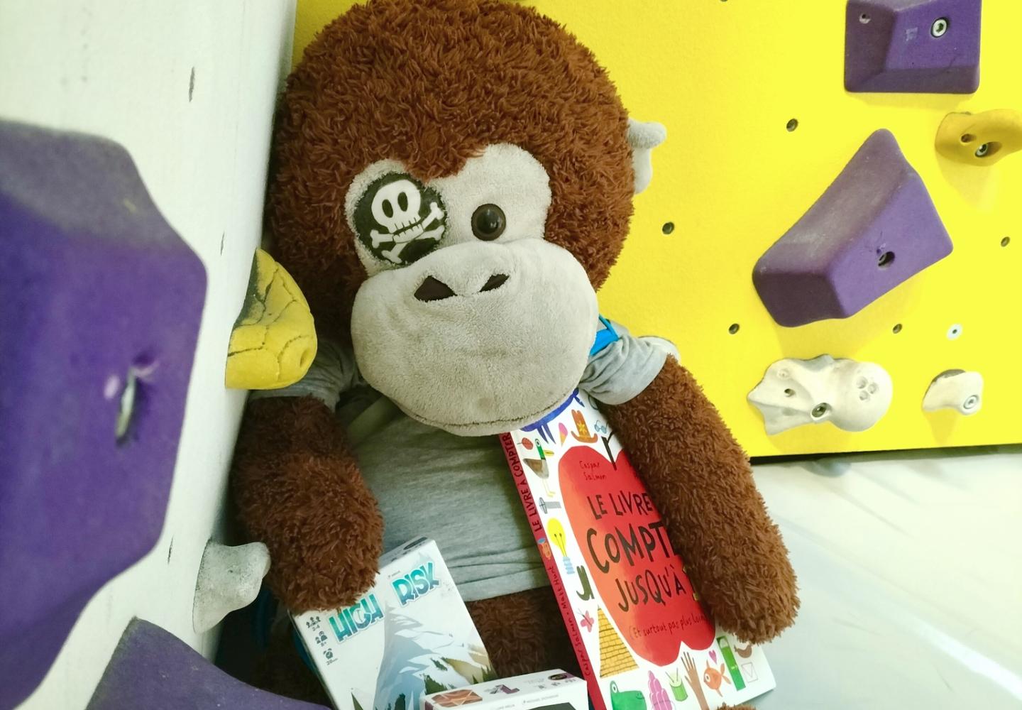 Peluche entourée de jeux